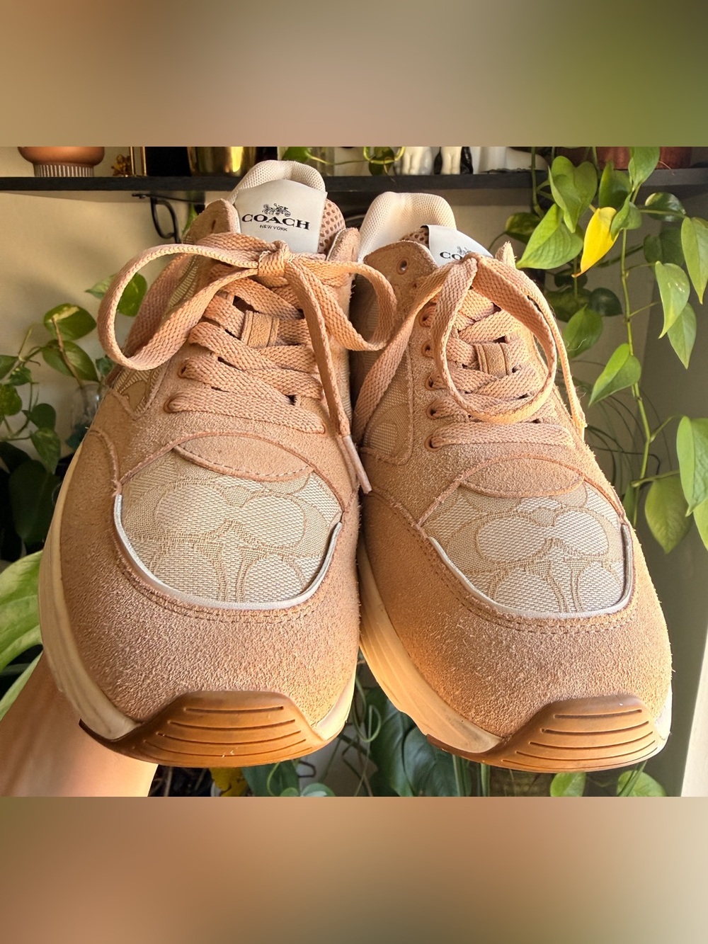 Coach Pink Blush Suede & Signature Logo Sneakers - Picture 4 of 14